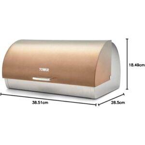 Tower Ombre Bread Bin, Roll Top Bread Bin with Stainless Steel Body and Large Capacity